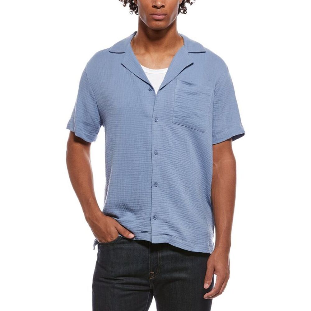 Joe's Jeans Mens  Gauze Camp Collar Shirt, Blue
